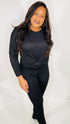 Long sleeve tshirt legging set|Casual but Cute-black
